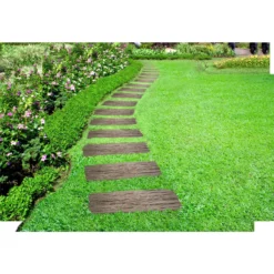 None Railroad Tie Stepping Stone - Earth