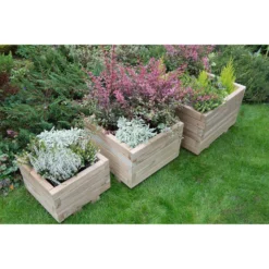 Forest Garden Wooden Kendal Square Planter (Set Of 3) -GreenScape Sales Store 12812613 3704833221026977