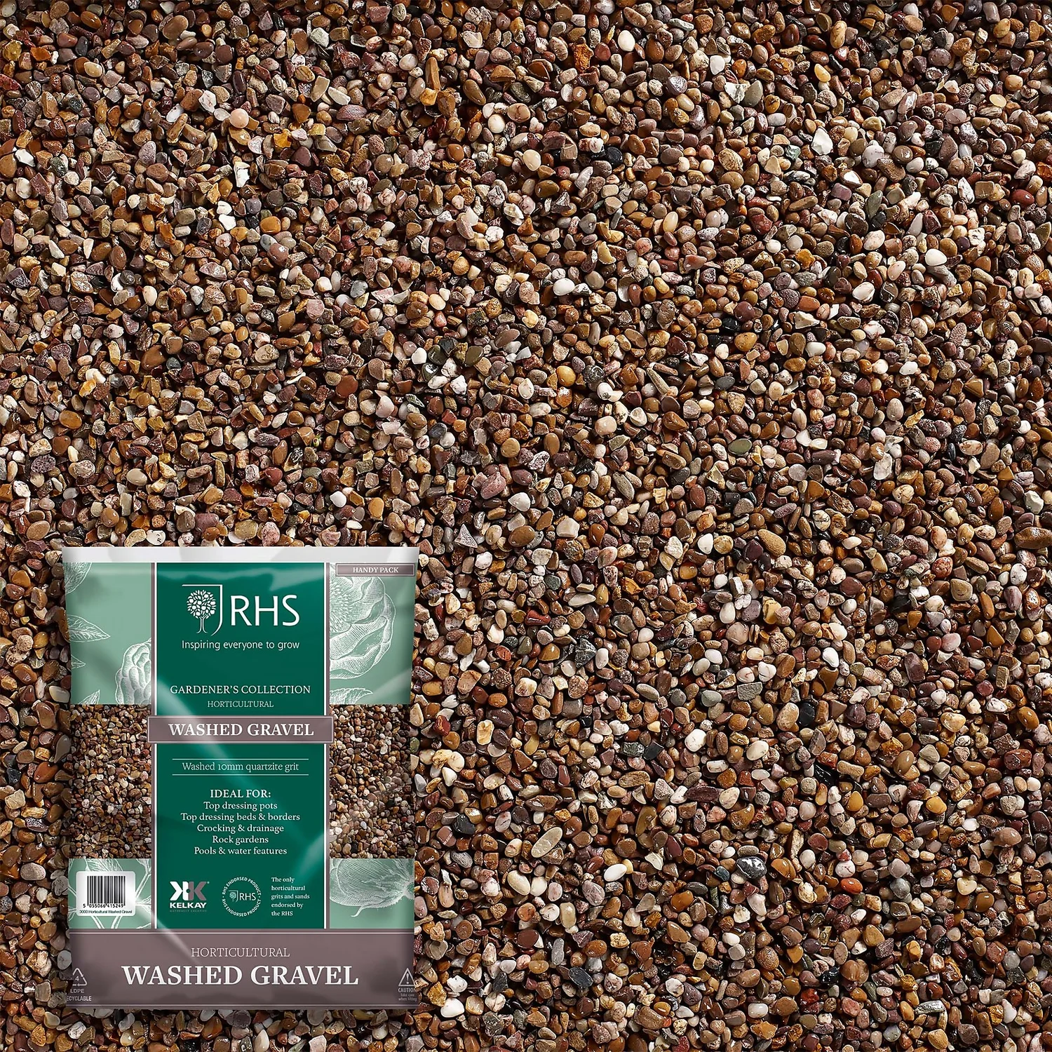 RHS Horticultural Washed Gravel Handy Pack - 5kg 3 RHS Horticultural Washed Gravel Handy Pack - 5kg