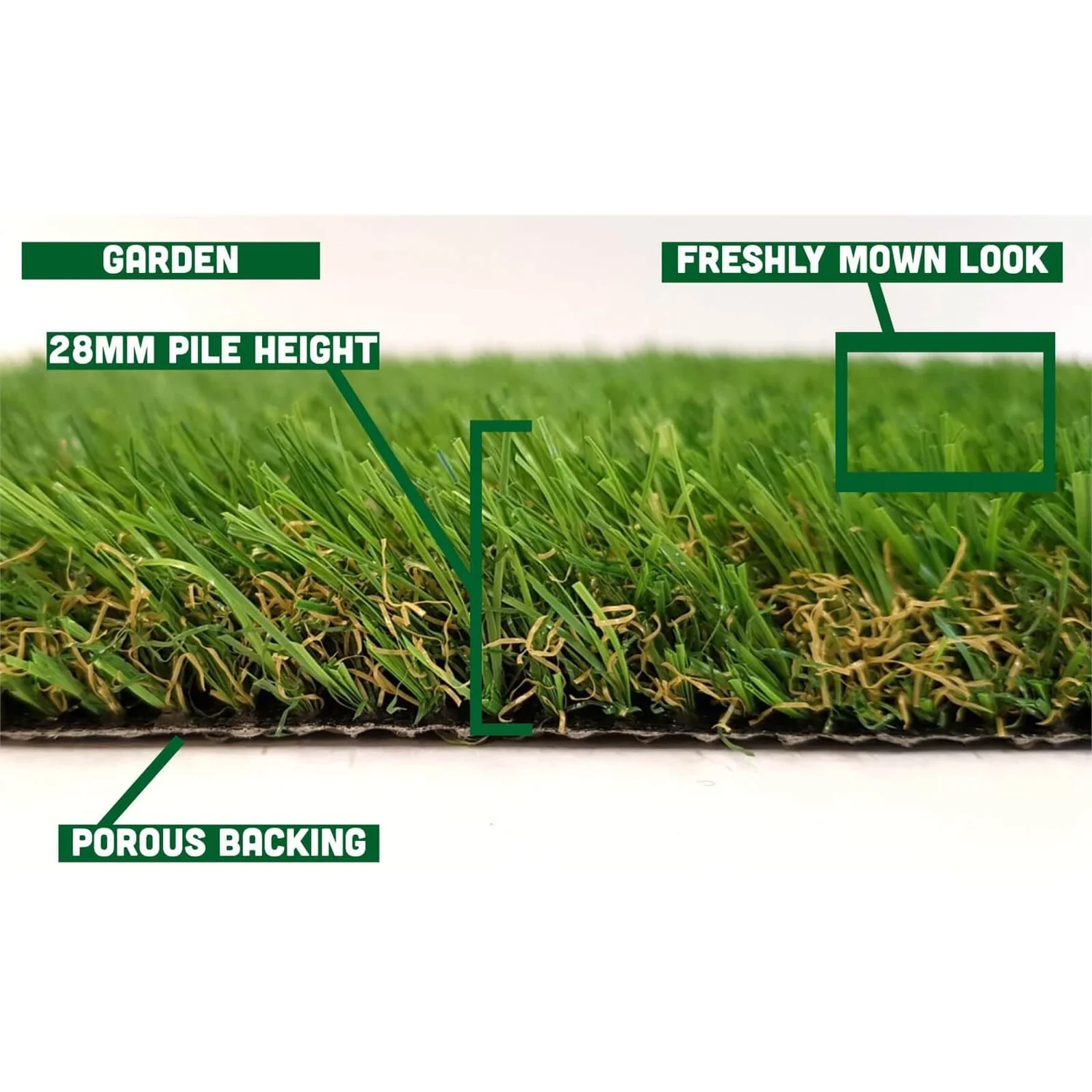 Nomow 28mm Garden Grass Artificial Grass Roll - 4m Width 4 Nomow 28mm Garden Grass Artificial Grass Roll - 4m Width - Image 2
