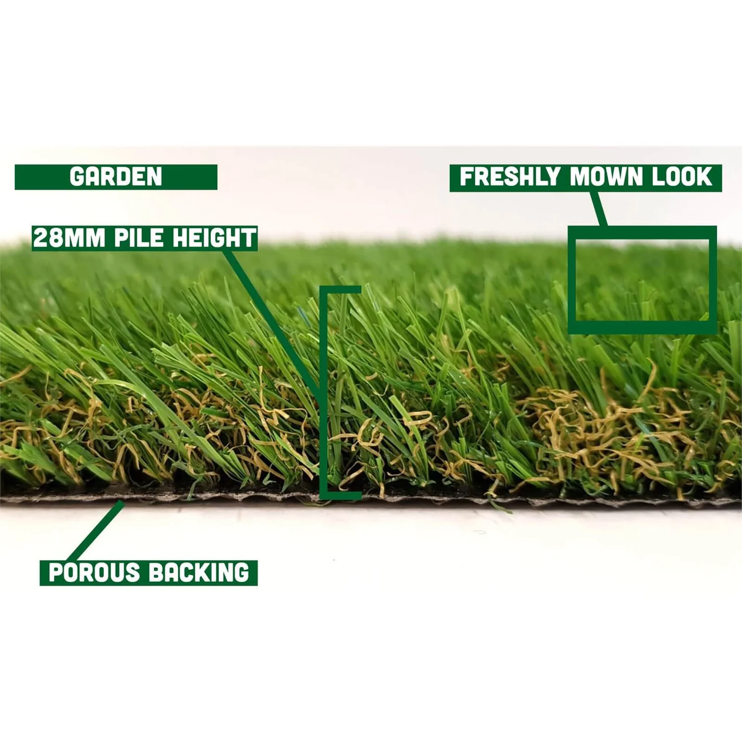 Nomow 28mm Garden Grass Artificial Grass Roll - 2m Width 4 Nomow 28mm Garden Grass Artificial Grass Roll - 2m Width - Image 2