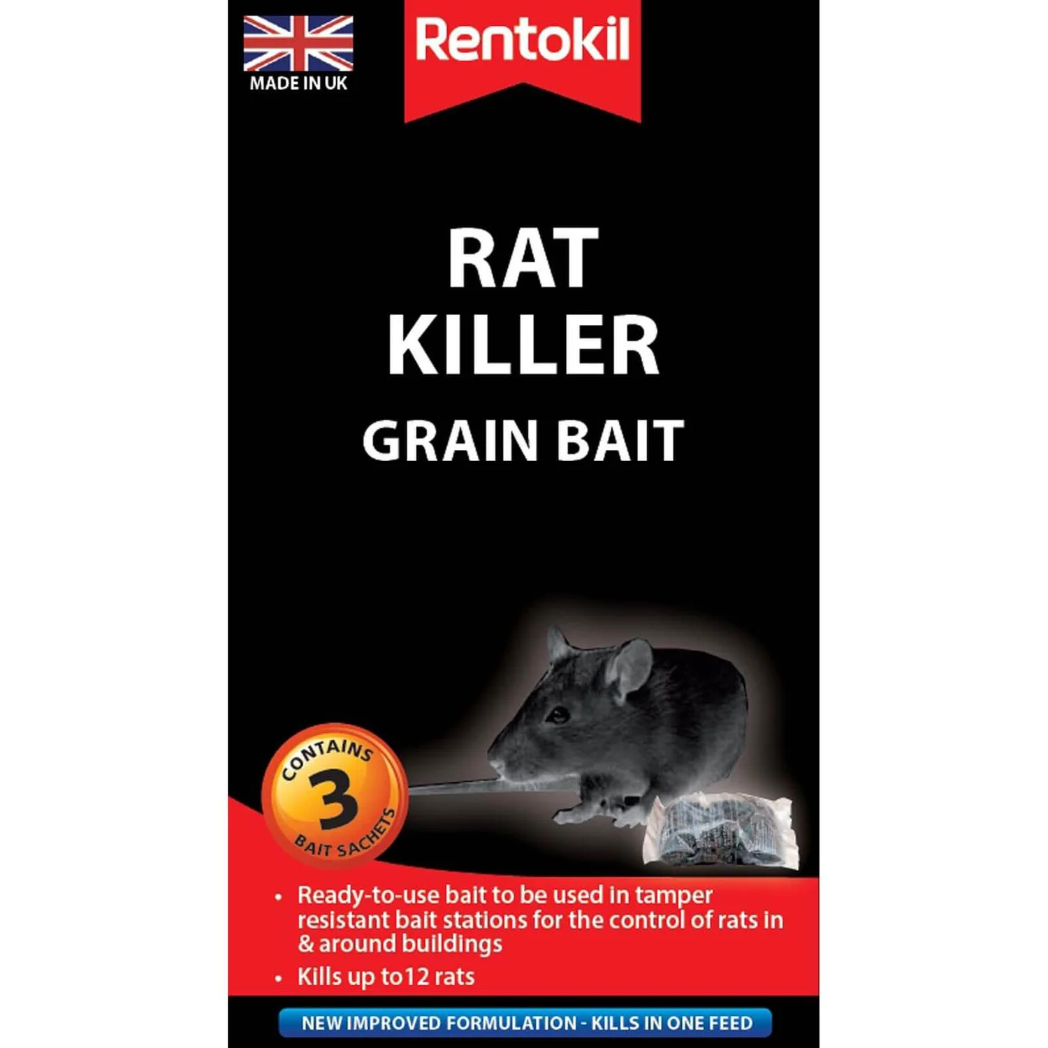 Rentokil Rat Killer Sachets (Pack Of 3) 3 Rentokil Rat Killer Sachets (Pack Of 3)