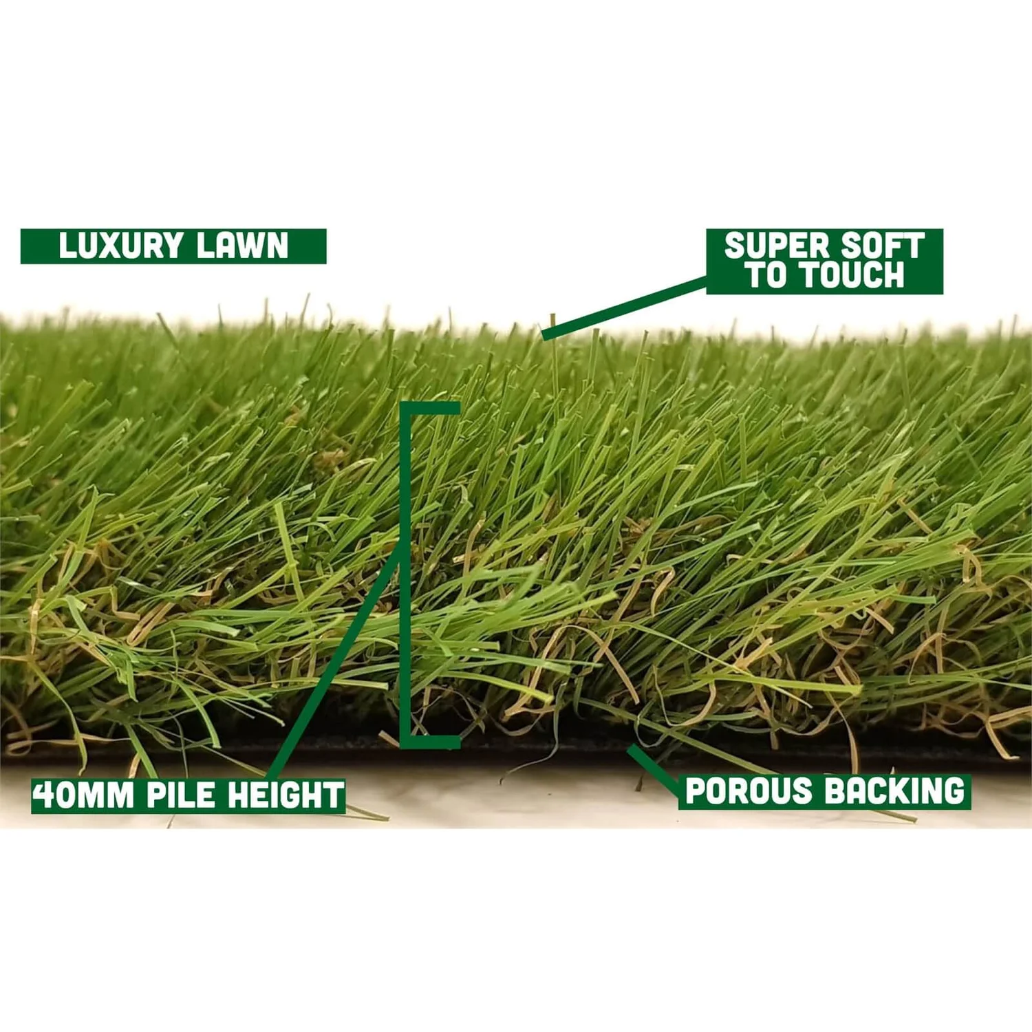 Nomow 40mm Luxury Lawn Artificial Grass Roll - 2m Width 4 Nomow 40mm Luxury Lawn Artificial Grass Roll - 2m Width - Image 2