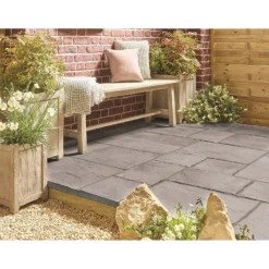 Stylish Stone Chantry Paving Patio Kit 10.22 Sqm Graphite -GreenScape Sales Store 12875994 4274843737945243