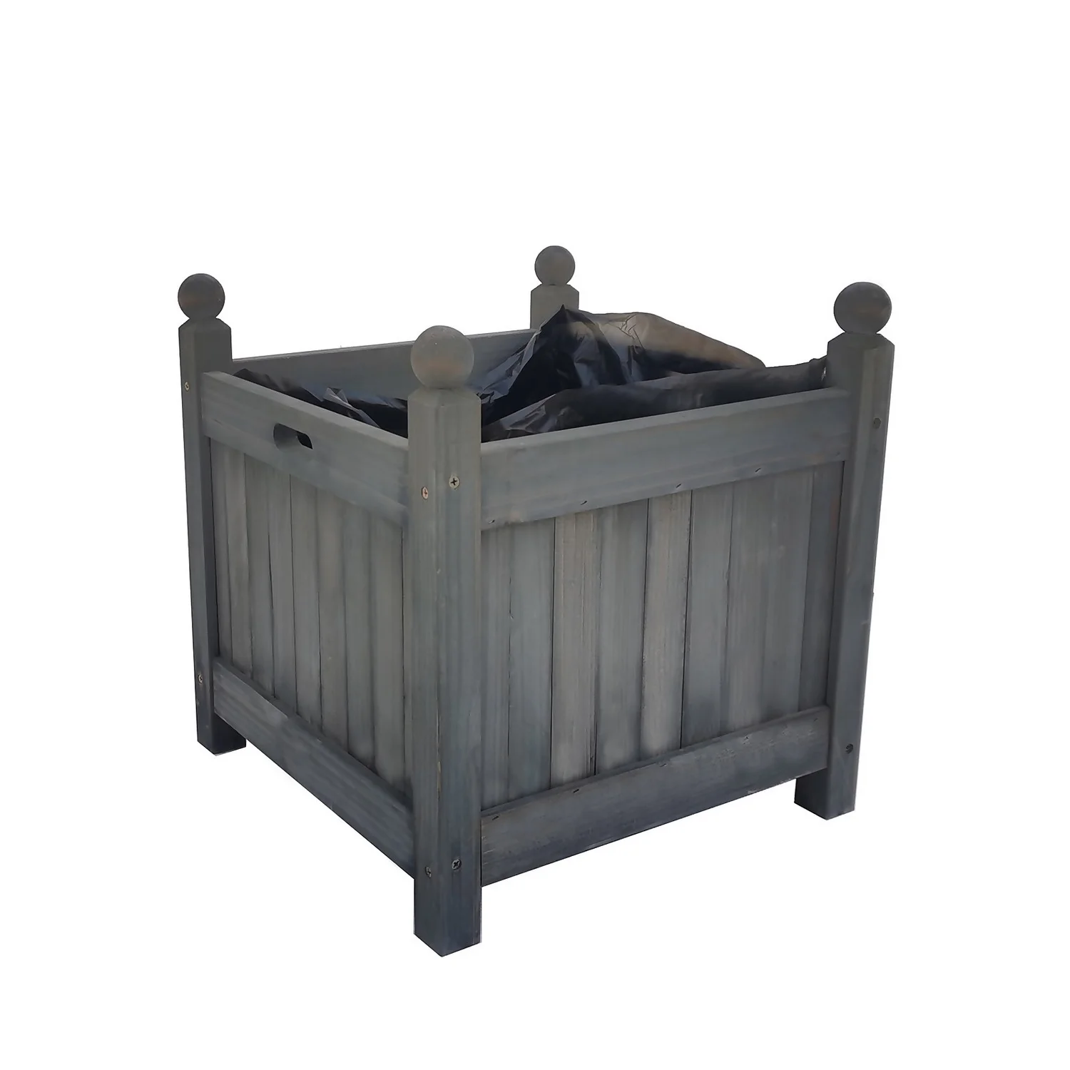 Homebase Medium Wooden Planter Grey 3 Homebase Medium Wooden Planter Grey