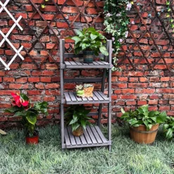 3 Tier Wooden Plant Stand - Grey -GreenScape Sales Store 12885227 1565013038270916