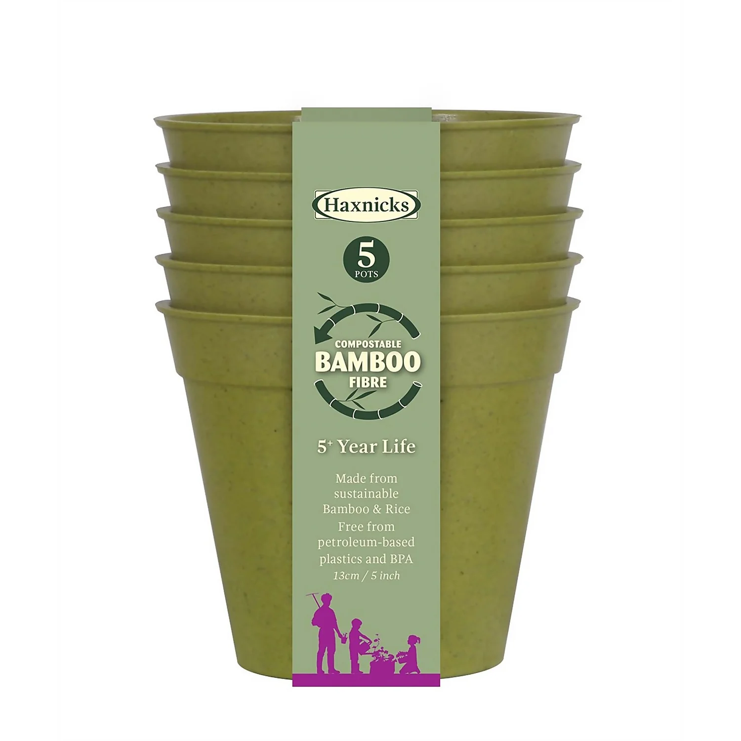5 Bamboo Pot - Sage Green (5 Pack) 3 5 Bamboo Pot - Sage Green (5 Pack)