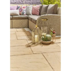Stylish Stone Chantry Paving Patio Kit 10.22 Sqm Gold -GreenScape Sales Store 12891100 1544843737816024