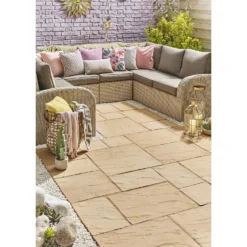 Stylish Stone Chantry Paving Patio Kit 10.22 Sqm Gold -GreenScape Sales Store 12891100 6874843737849669