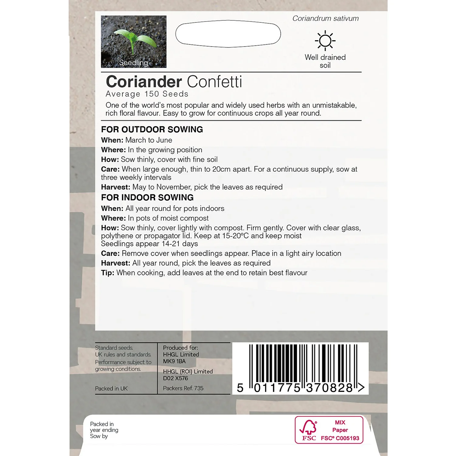 House Beautiful Coriander Confetti Seeds 4 House Beautiful Coriander Confetti Seeds - Image 2