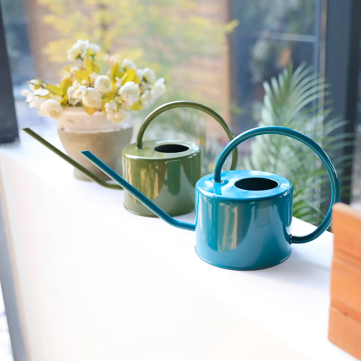 Homebase Metal Watering Can 1L - Teal 4 Homebase Metal Watering Can 1L - Teal - Image 2