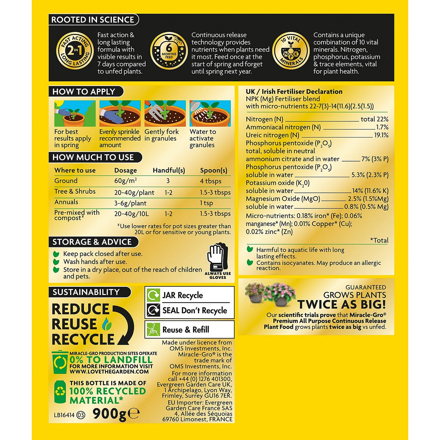 Miracle-Gro Premium All Purpose Continuous Release Plant Food 900G 4 Miracle-Gro Premium All Purpose Continuous Release Plant Food 900G - Image 2