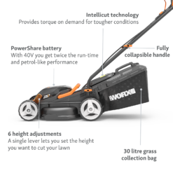 WORX 40V WG779E.1 Cordless Lawn Mower - 34cm -GreenScape Sales Store 13326413 2294944673153362