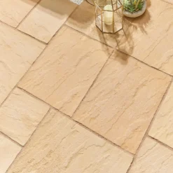 Stylish Stone Chantry Patio Paving Kit 5.76 Sqm Gold -GreenScape Sales Store 13452081 1654935333880161