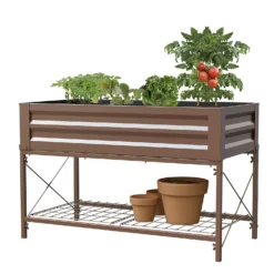 Panacea Steel Raised Garden Planter With Stand - Brown