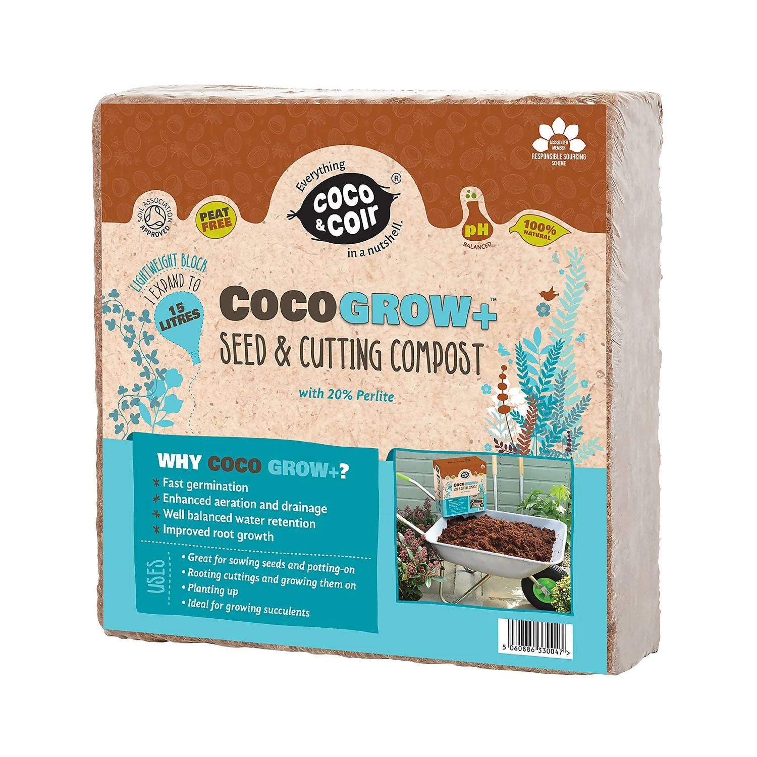 Coco & Coir Coco Grow+ Seed & Cutting Compost + 20% Perlite - 15L 3 Coco & Coir Coco Grow+ Seed & Cutting Compost + 20% Perlite - 15L