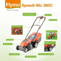 Flymo 1500W Speedi Mo 360C Electric Lawn Mower - 36cm -GreenScape Sales Store 13524783 1144936626085281