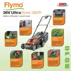 Flymo 36V UltraStore 380R Cordless Lawn Mower - 38cm 13 Flymo 36V UltraStore 380R Cordless Lawn Mower - 38cm -GreenScape Sales Store 13524793 1434936633128462