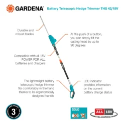 GARDENA Telescopic Cordless 18V Hedge Trimmer -GreenScape Sales Store 13524827 1334936344375021